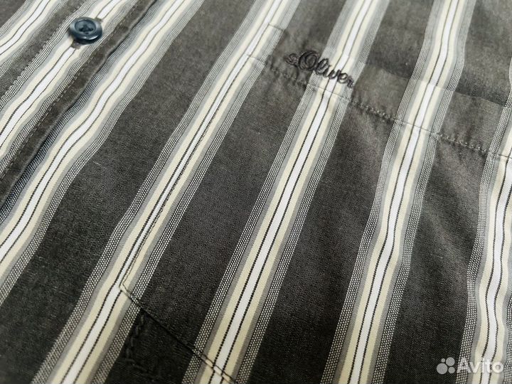 Рубашка в полоску мужская серая L 50