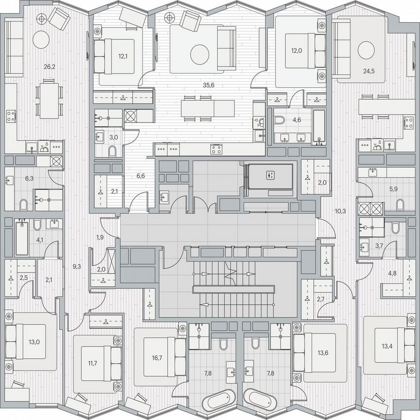2-к. квартира, 75,5 м², 2/7 эт.