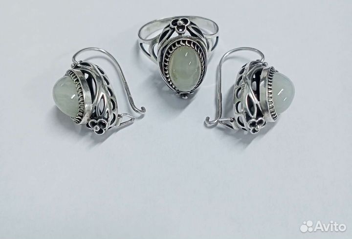 Серебряный комплект с агатом