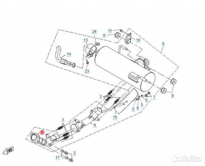Приёмная труба глушителя Z6 CF moto