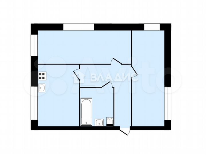 2-к. квартира, 57 м², 2/3 эт.