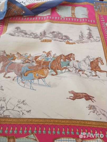 Винтаж шёлковый платок Зима