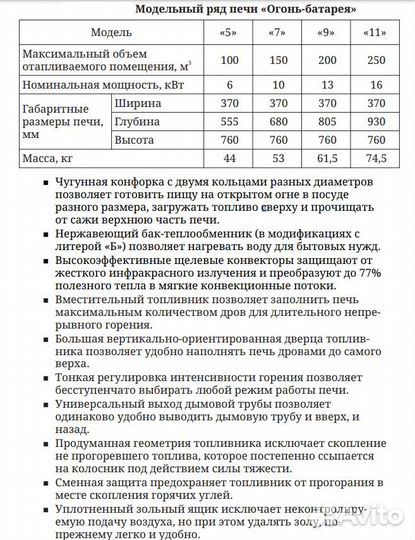 Отопительная печь Огонь батарея 5, 7, 9, 11