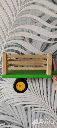 Деревянный прицеп Синий трактор