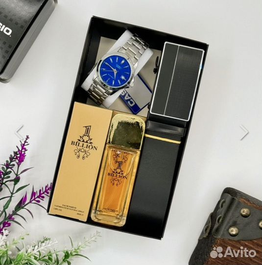 Подарочный набор для мужчин (часы+ремень+духи)