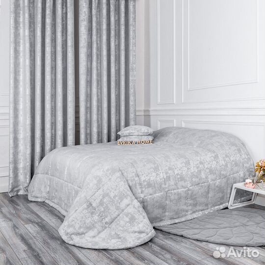 Мраморное покрывало Зарина стальной на диван