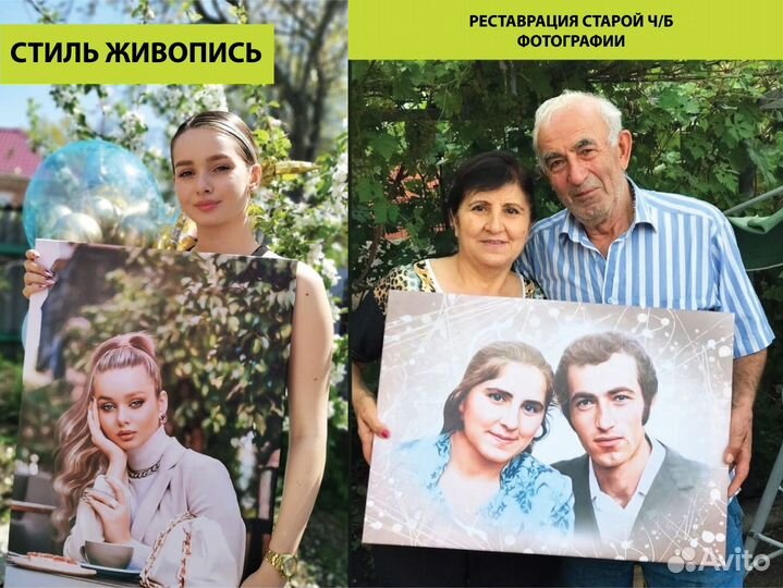 Портрет по фото на заказ. Печать на холсте. СПб