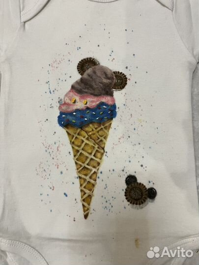 Боди kiabi ручная роспись