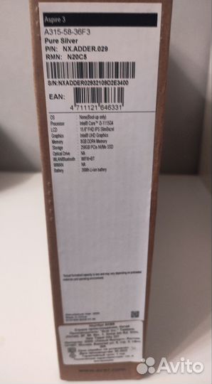 Новый ноутбук acer aspire 3 a315 58 36f3