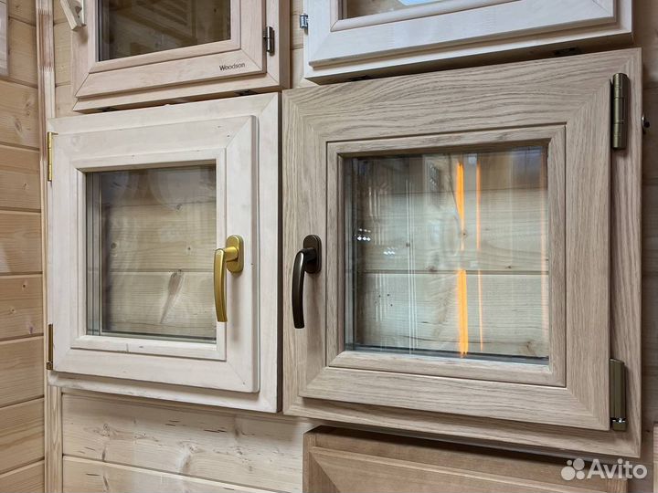 Окно для бани банное финское евроокно Липа Дуб