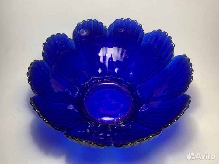 Конфетница большая цветное стекло СССР