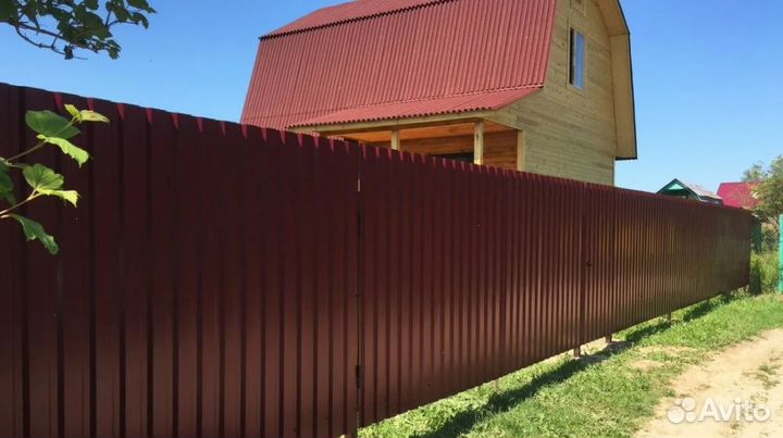 Забор из профлиста ,ворота быстро