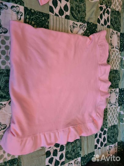 Плед летний на выписку хлопковый с рюшами и бантом