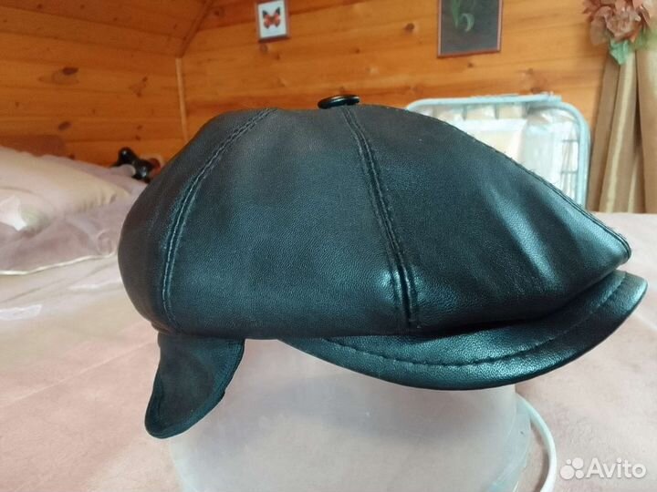 Мужская кепка восьмиклинка кожаная