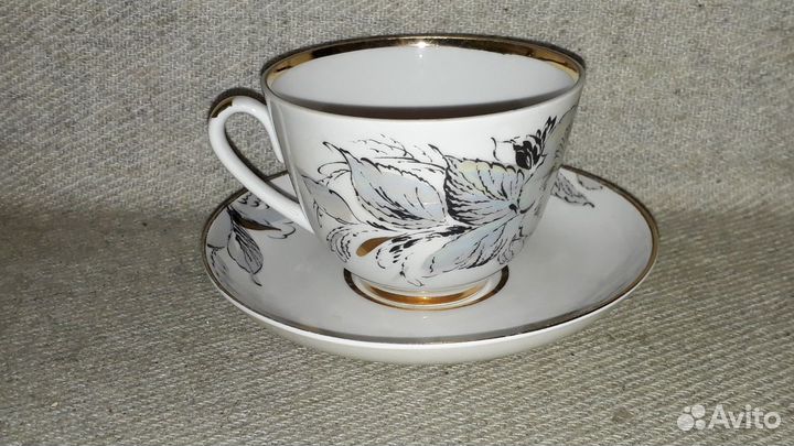 Чайная пара Жемчужный фарфор лфз СССР
