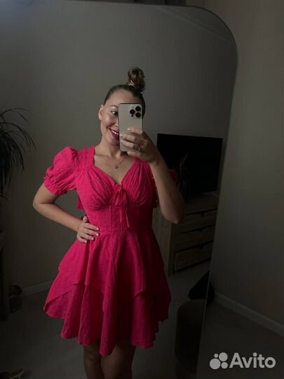 Летнее женское платье розовое 44