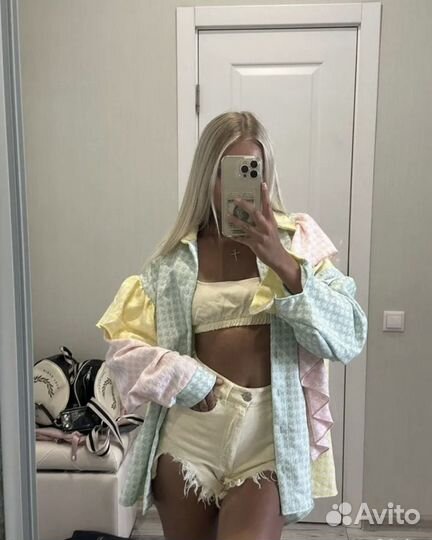 Оубашка оверсайз с воланами