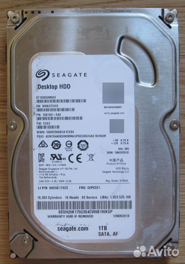 Seagate Desktop HDD 1 Тб ST1000DM003