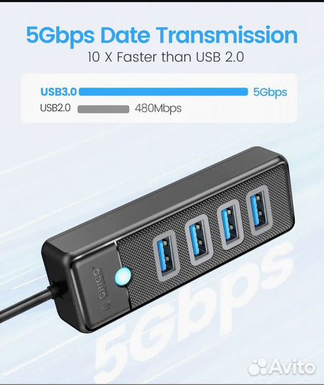 USB-HUB orico 3.0/ 5 Гбит/с (USB-A 4 / USB 3.0)