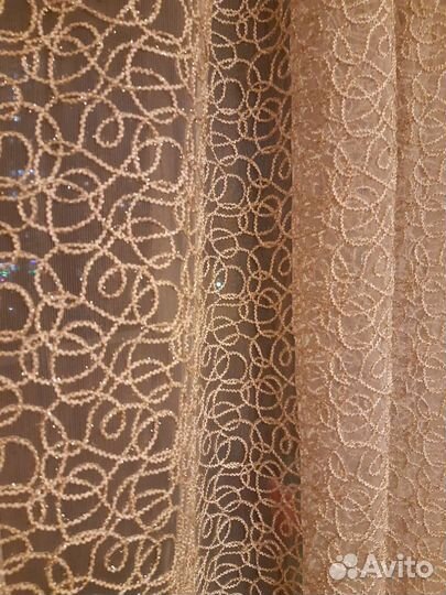 Тюль золотистая