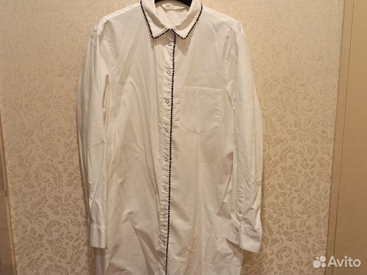 Рубашка белая женская 46 48 Zara зара удлинённая