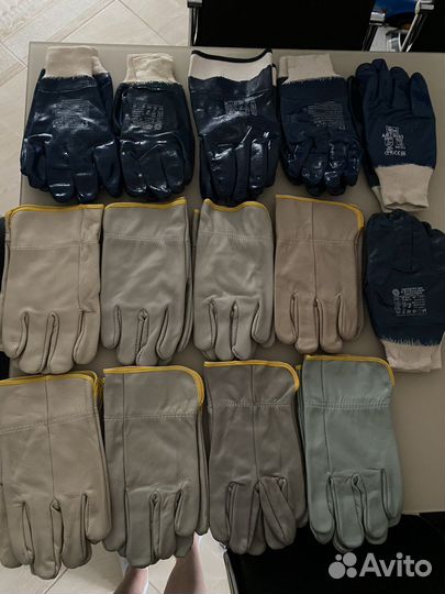 Перчатки нитриловые и кожаные