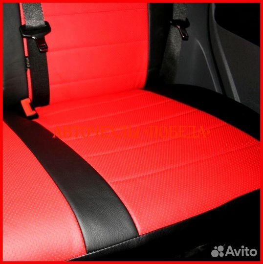 Чехлы Ford Focus 2 из экокожи чёрно-красные Класси