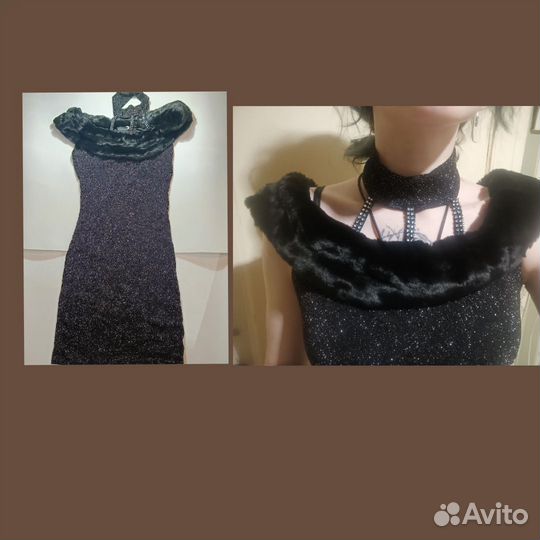 Коктейльное платье черное 42