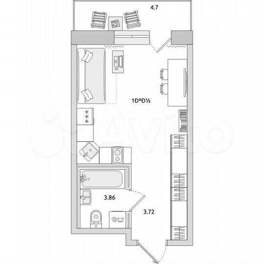 Квартира-студия, 31,3 м², 9/21 эт.