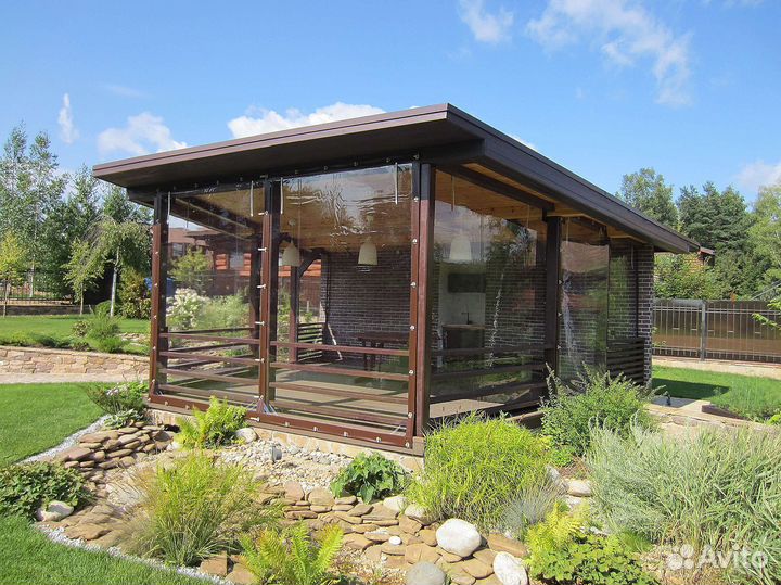 Мягкие окна для террасы, беседки, веранды под ключ