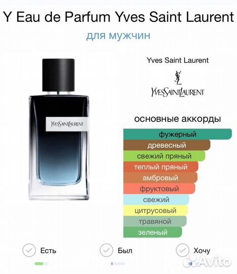 Yves Saint Laurent Y стойкий парфюм