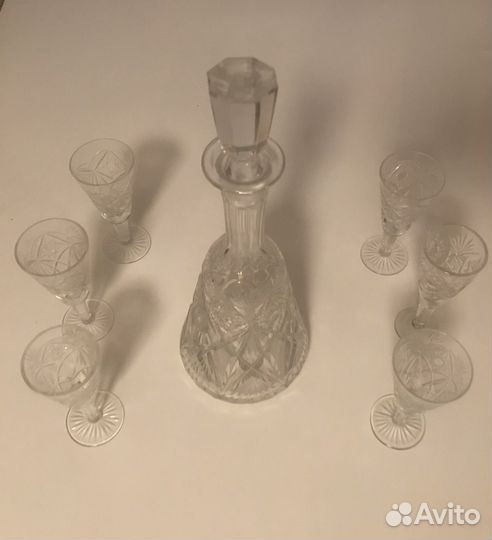 Графин хрустальный СССР рюмки, 6 стопок