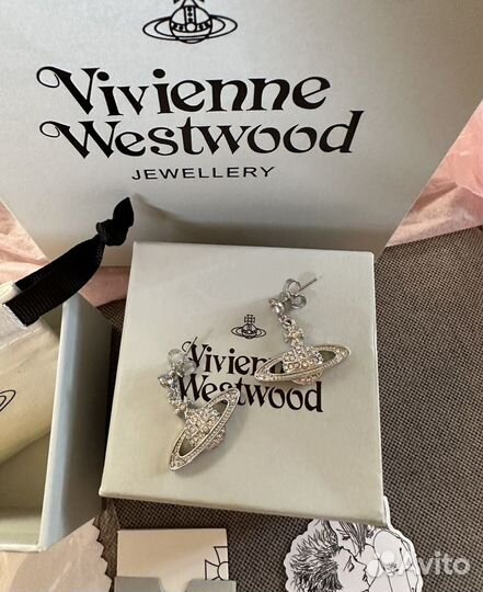 Серьги Vivienne Westwood новые drop relief silver