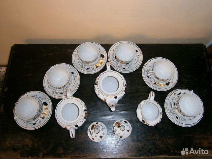Чайный сервиз золотая роза Вербилки 27 предметов