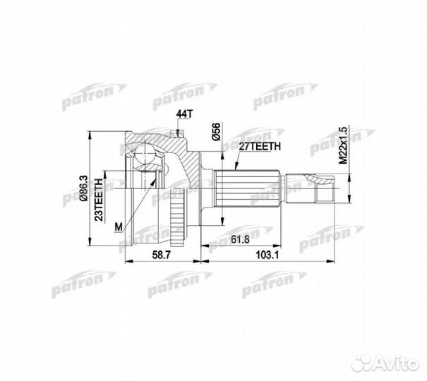 Шрус наруж.к-кт 27x56x23 abs44t nissan p