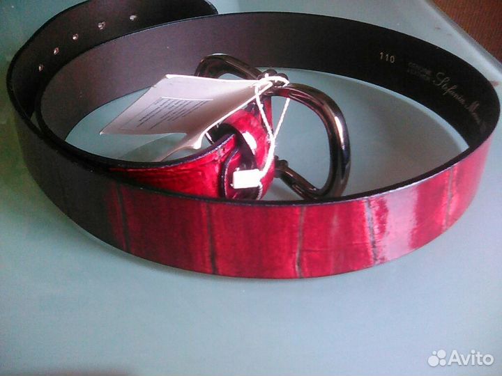 Ремень Stefania Morri кожа бордо лак италия новый