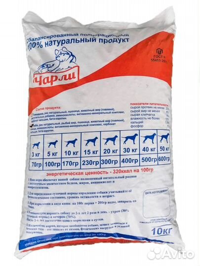 Impenatural чарли (рыба) 10кг. Корм для собак