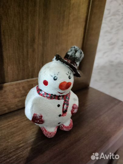 Елочная игрушка папье-маше Снеговик