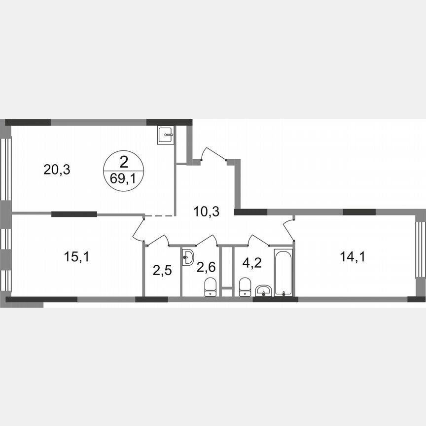 2-к. квартира, 69,1 м², 9/17 эт.