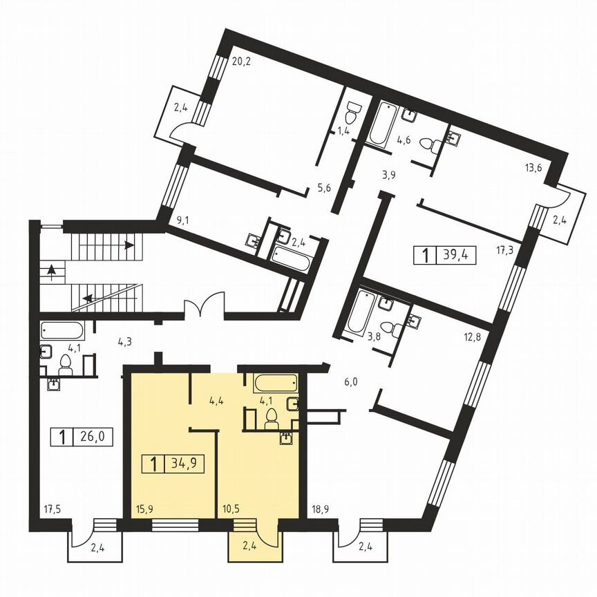 1-к. квартира, 34,9 м², 2/3 эт.