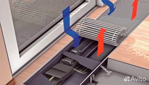 Конвектор отопления внутрипольный водяной новый
