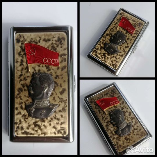 Портсигар Сталин, Берия, СССР, сталь, латунь