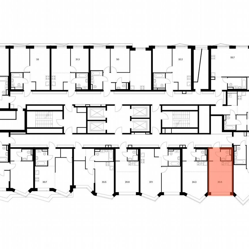 Квартира-студия, 20,5 м², 20/31 эт.