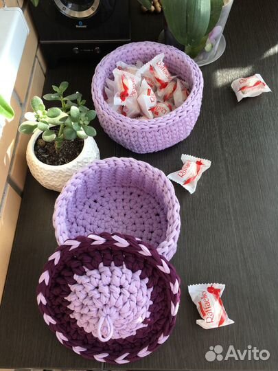 Корзинки из трикотажной пряжи