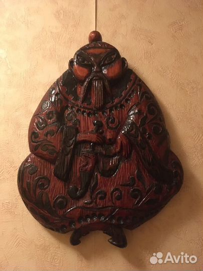 Панно из дерева Чингисхан ручная работа