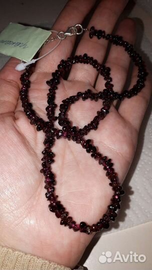 Новые бусы из натуральных полудр.камней,серьги925