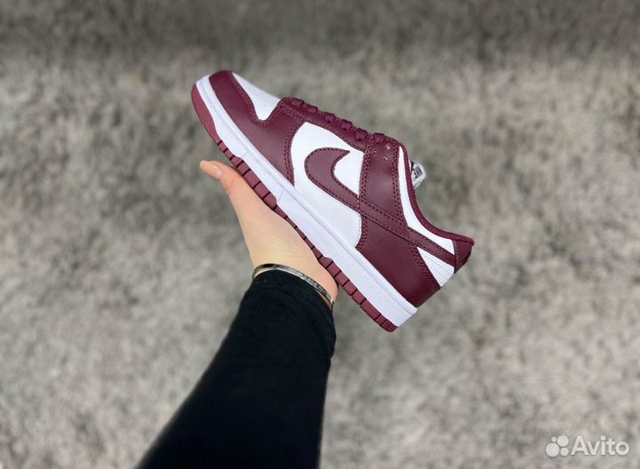 Кеды Nike Dunk Low бордовые (люкс)