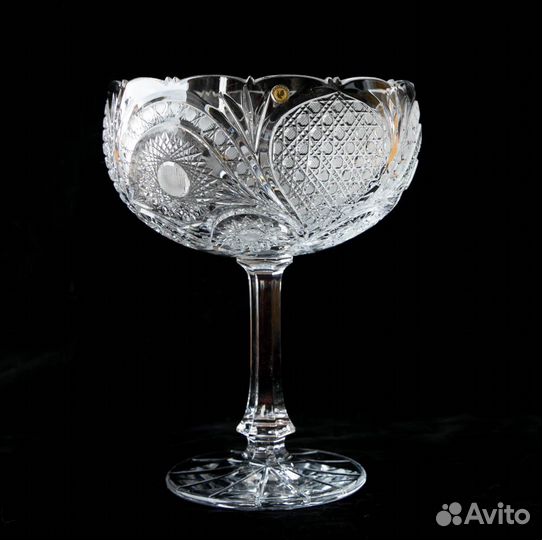 Фруктовница на ножке. Хрусталь. Большая