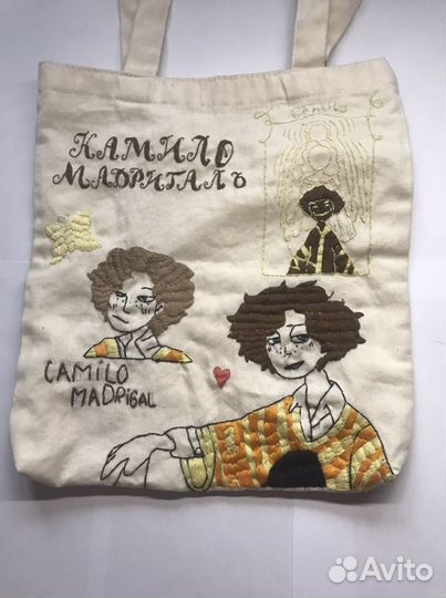 Сумка шоппер, вышивка ручной работы