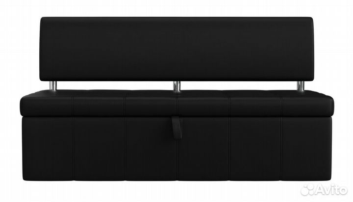 Диван кухонный прямой Стоун, экокожа, черный